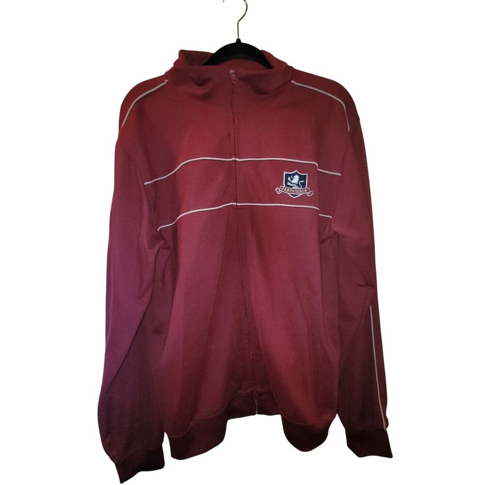 Vintage Mens Campus Crew Full Zip Red Sweatshirt Sweater Size XL